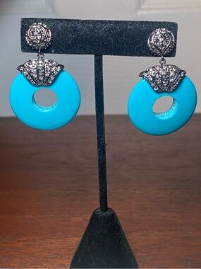 Freida Rothman Turquoise Open Circle Drop Earrings